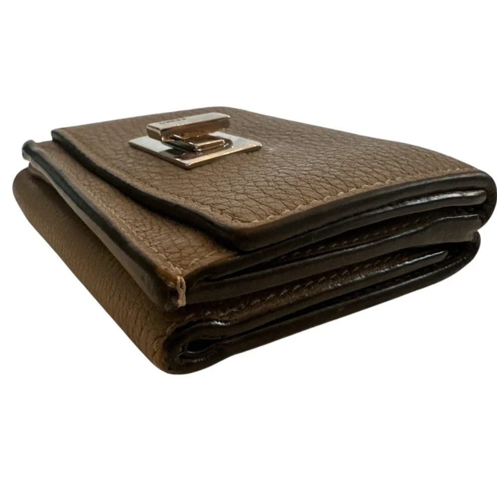 FENDI Tri-fold Leather Peekaboo Brown Womens Wallet PreLoved